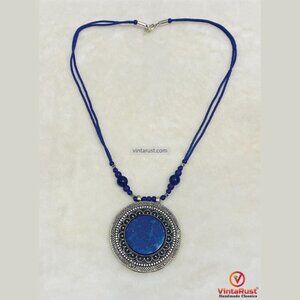 Blue Lapis Lazuli Pendant Necklace, Handmade Gemstone Pendant Necklace, Unisex